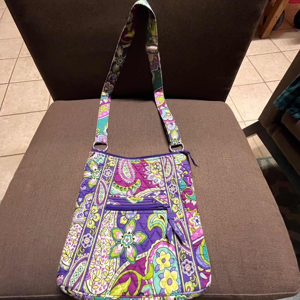 Vera Bradley Purple and Green Floral Crossbody Bag